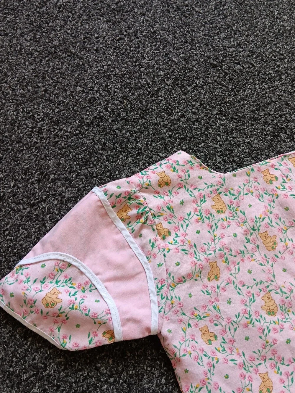 70s 80s Handmade Vintage Whimsical Girls Bear Nightgown, Approx Sz 8 Whimsy Pink